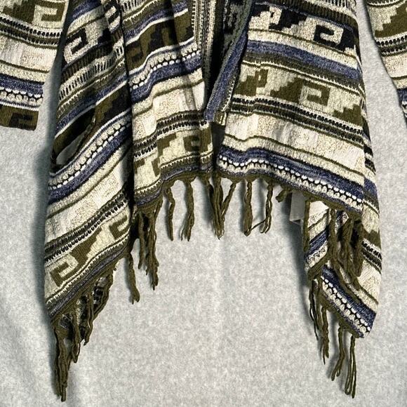 J Jill Sz S Open‎ Front Fringe Cardigan Sweater Mohair Blend Shawl Waterfall Hem - Picture 10 of 11